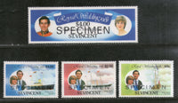 St. Vincent 1981 Diana & Charles Royal Yacht Britannia Ship Specimen 4v MNH # 450