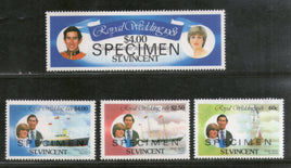 St. Vincent 1981 Diana & Charles Royal Yacht Britannia Ship Specimen 4v MNH # 450