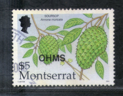 Montserrat 2002 Friuts Soursops O/p OHMS High Value $5 Sc O154 Used Stamp # 458