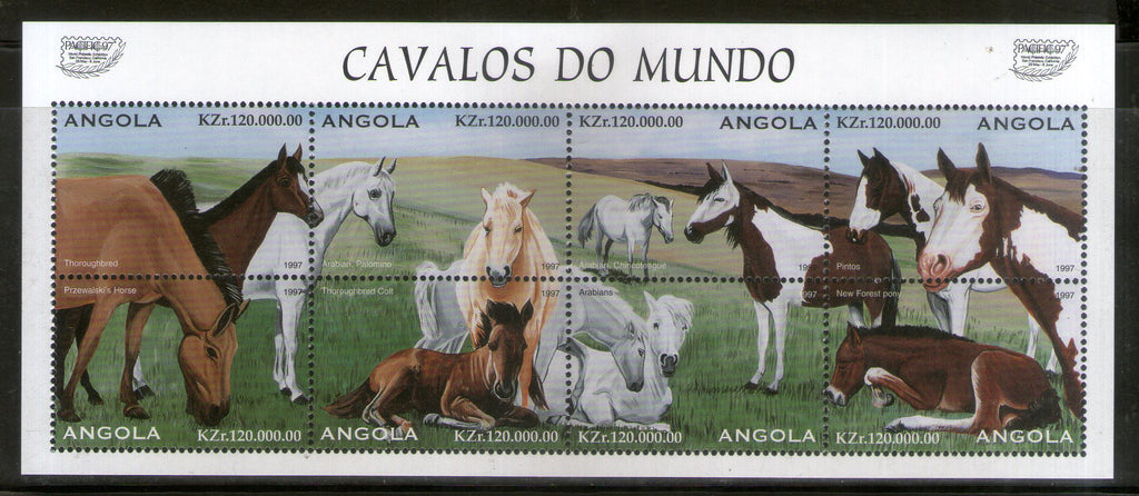 Angola 1997 Horses of the World Animal Sc 993 Sheetlet MNH # 5045