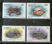 St. Vincent Grenadines 1985 Shellfish Marine Life SPECIMEN Sc 472-75 MNH # 504