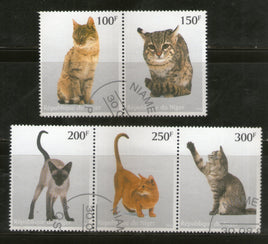 Niger 1998 Cats Domestic Animals Wild Life Fauna Setenant Cancelled # 5060