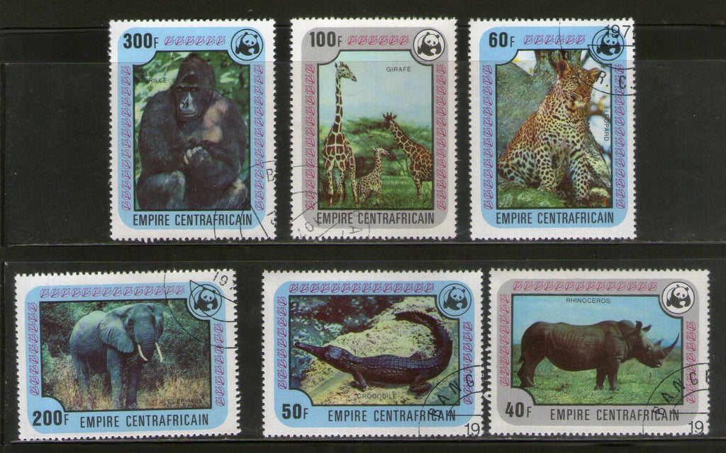 Central African Republic 1978 WWF Elephant Leopard Animals Wildlife Sc 323-28 Used # 5095A