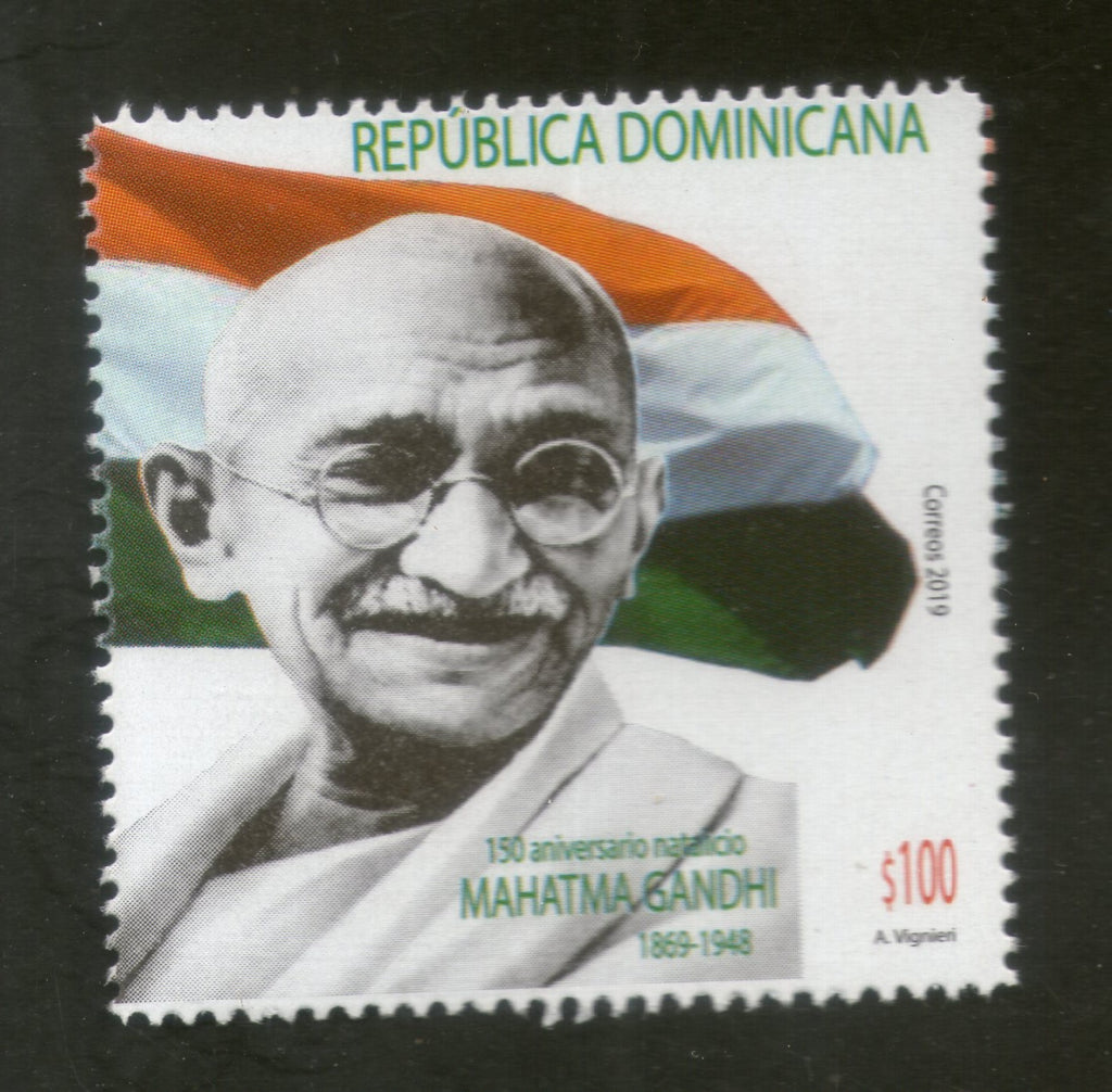 Dominican Rep. 2019 Mahatma Gandhi of India 150th Birth Anniversary Flag 1v MNH # 5154