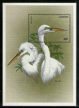 Lesotho 1999 Water Birds Egret Pelican Wildlife Sc 1185 M/s MNH # 5174