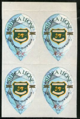 Sierra Leone 1969 Scout 4½c Odd Shaped Diamond Die Cut Self Sc 485 BLK/4 MNH # 5181b