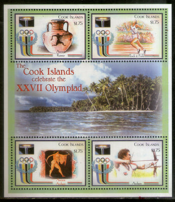 Cook Islands 2000 Olympic Games Archery Running Sc 1237 Sheetlet MNH # 5183