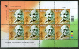 Cyprus 2019 Mahatma Gandhi of India 150th Birth Anniversary 1v Full Sheet of 8 Stamps # 5223