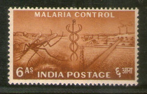 India 1955 Malaria Control 6As 2nd Def. Series Five Year Plan Phila-D27 1v MNH