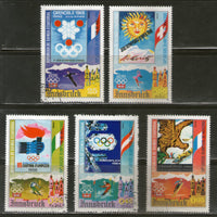 Equatorial Guinea 1976 Olympic Games Sport Skiing Flag 5v Cancelled # 5299a