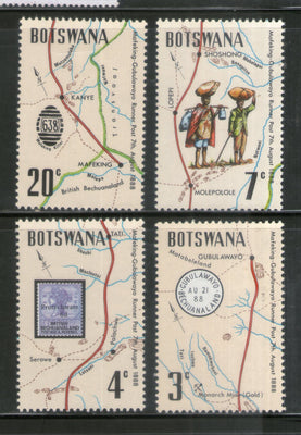 Botswana 1972 Map Postal Cancellation Stamp on Stamps Sc 88-91 MNH # 531