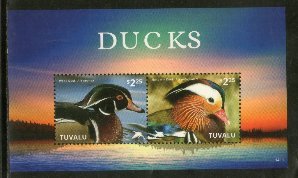 Tuvalu 2014 Ducks Water Birds wildlife Animals Sc 1290 M/s MNH # 5365