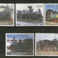 Turkmenistan 1998 Locomotive Railway Train Transport Setenant Cancelled #5384