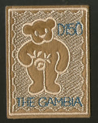 Gambia 2003 Teddy Bear Toy Sc 2731 Embroidered Odd Shape Exotic Stamp MNH # 5504