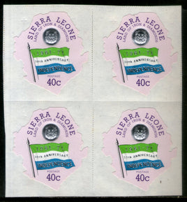 Sierra Leone 1971 40c Flag Map Coin Odd Shaped Sc 420 BLK/4 MNH # 5508B