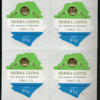 Sierra Leone 1971 9½c Coin Odd Shaped Self Adhesive Sc C138 BLK/4 MNH # 5591