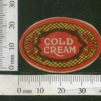India 1950's Cold Cream French Print Vintage Perfume Label Multi-Colour # 562