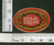 India 1950's Cold Cream French Print Vintage Perfume Label Multi-Colour # 562