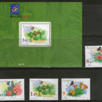 Angola 2001 Butterflies & Flowers Sc 1188-92 4v+M/s MNH # 5722