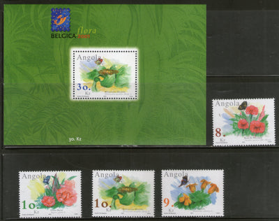 Angola 2001 Butterflies & Flowers Sc 1188-92 4v+M/s MNH # 5722