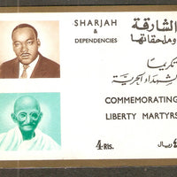 Sharjah 1968 Mahatma Gandhi of India  & M.L. King Golden Border Imperf M/s MNH