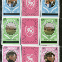 Caicos Islands 1981 Diana Royal Wedding Prince 3v Gutter Pair Sc 8-10 MNH # 586