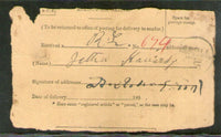 India 1896 Jorya /  Kattywar t.w. Bombay Princes Dock & Bombay Inland Regn Canc on Acknowledgement # 5885