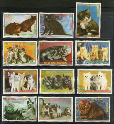 Equatorial Guinea 1972 Cats Wildlife Animals Fauna 12v Cancelled # 5904a