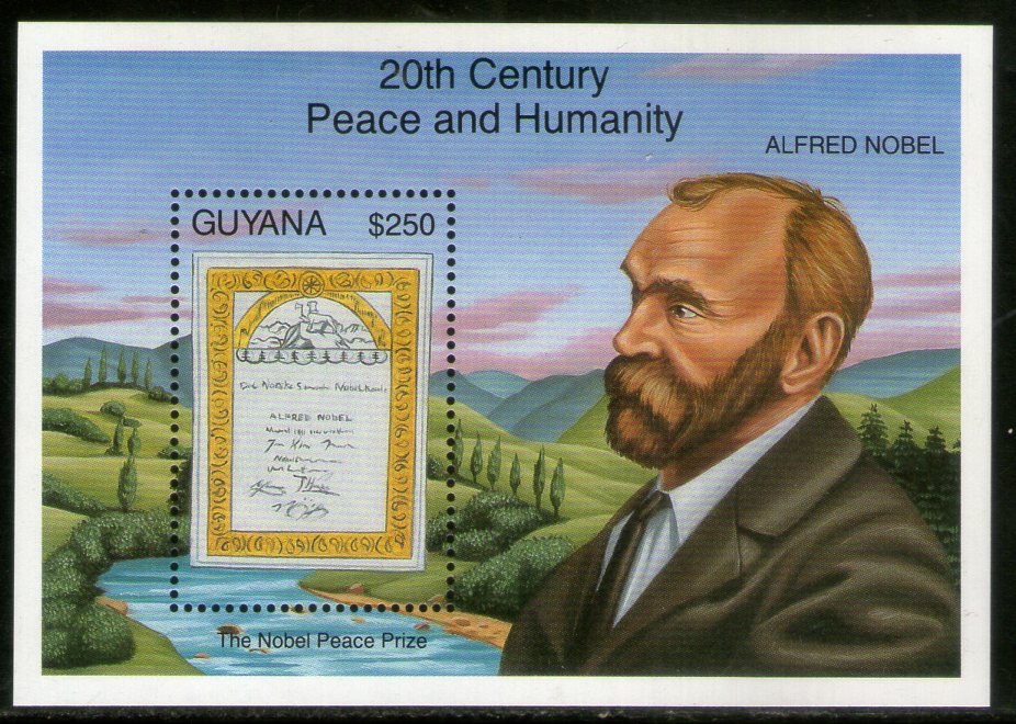 Guyana 1993 Alfred Nobel Prize Certificate Sc 2686 M/s MNH # 5925