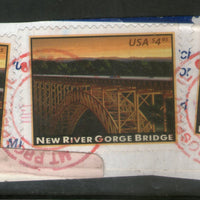 USA 2011 New River Gorge Bridge Architecture Sc 4511 x3 on piece Used # 596