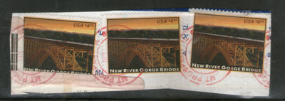 USA 2011 New River Gorge Bridge Architecture Sc 4511 x3 on piece Used # 596