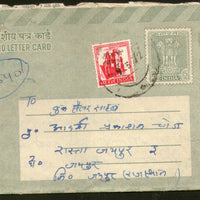 India 1972 15p ILC with Refugee Relief Tax Jaipur O/P Stamp Inland Letter Card RRT used # 5983