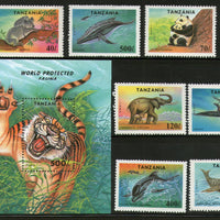 Tanzania 1994 Endengered Species Tiger Elephant Animal Sc 1287-94 7v+ M/s MNH # 6020