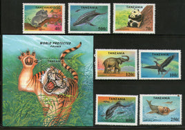 Tanzania 1994 Endengered Species Tiger Elephant Animal Sc 1287-94 7v+ M/s MNH # 6020