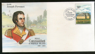 Norfolk Islands Major Joseph Foveaux Postal Stationery Envelope FD Cancelled # 6041
