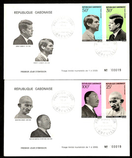 Gabon 1969 Mahatma Gandhi of India Luther King J. F Kennedy R. Kennedy FDCs # 6126