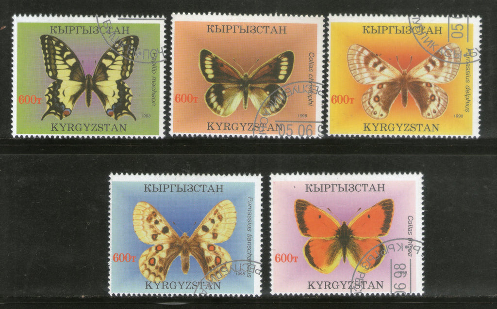 Kyrgyzstan 1998 Butterfly Moth Insect Animals Fauna 5v Cancelled # 6165
