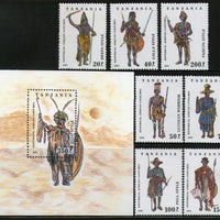 Tanzania 1993 Historical African Costumes Sc 1193-1200 7v+ M/s MNH # 6201