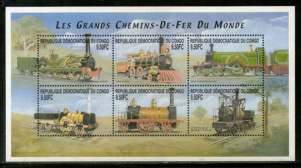 Congo Zaire 2001 Steam Locomotive Train Electric Transport Sc 1562 M/s MNH # 6329