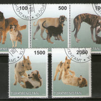 Turkmenistan 1998 Dogs Domestic Animals Wild Life Fauna 5v Cancelled # 6361