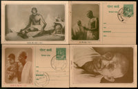 India 1951 Mahatma Gandhi Set of 4 Picture Post Card Mint # 6405