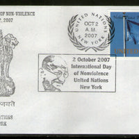 United Nations 2007 Mahatma Gandhi of India Int'al Nonviolence day Special Cancellation # 6418