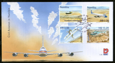 Namibia 2001 Civil Aviation Aeroplane Helicopter Transport 4v FDC # 6429