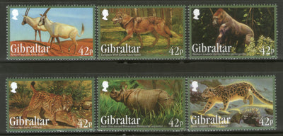 Gibraltar 2012 Rhinoceros Leopard Wolf Gorilla Animal Wildlife Sc 1353-58 MNH # 645