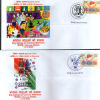 India 2020 Big Salute to Corona Warriors COVID-19 Health Set of 5 Special Covers # 6902