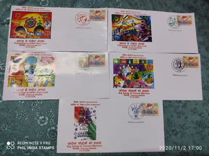 India 2020 Big Salute to Corona Warriors COVID-19 Health Set of 5 Special Covers # 6902