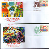 India 2020 Big Salute to Corona Warriors COVID-19 Health Set of 5 Special Covers # 6902