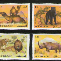 Ajman 1973 Lion Elephant Bear Zebra Zoo Animals Wildlife 4v MNH # 69