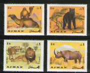 Ajman 1973 Lion Elephant Bear Zebra Zoo Animals Wildlife 4v MNH # 69