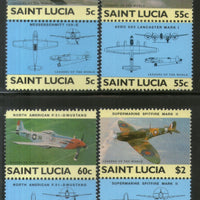 St. Lucia 1985 World War II Aircraft Aviation Sc 762-65 MNH # 701